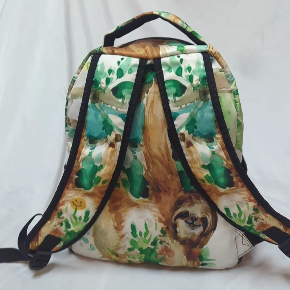 Sloth Water Color Adjustable School Overnight Backpack Jungle Zoo READ
